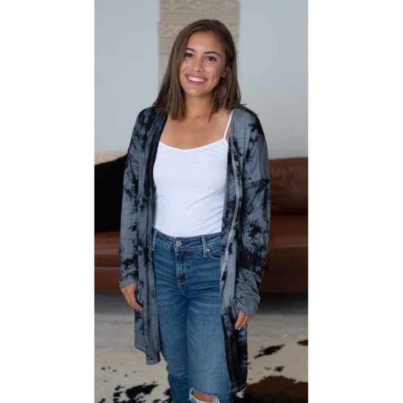 Shirley & Stone Tie Dye Long Cardigan, Grey - Picture 3 of 3